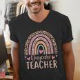Cute Daycare Teacher Rainbow Leopard Print Childcare Worker Men's V-Neck T-Shirt, funny gift Cute Daycare Teacher Rainbow Leopard Print Childcare Worker Men's V-Neck T-Shirt, funny gift