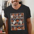 Cute Ghost Book Reading Books Lover Spooky Teacher Halloween Men's V-Neck T-Shirt, funny gift