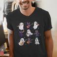 Cute Ghost Cat Playing Musical Halloween Music Teacher Men's V-Neck T-Shirt, funny gift Cute Ghost Cat Playing Musical Halloween Music Teacher Men's V-Neck T-Shirt, funny gift