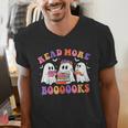 Cute Ghost Read More Books Lover Teacher Halloween Costume Men's V-Neck T-Shirt, funny gift