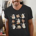 Cute Ghosts Reading Book Bookworm Halloween History Teacher Men's V-Neck T-Shirt, History Teacher Shirts, funny gift Cute Ghosts Reading Book Bookworm Halloween History Teacher Men's V-Neck T-Shirt, History Teacher Shirts, funny gift