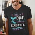 Cute Mermaid Librarian Teacher Dive Into A Good Book Reading Men's V-Neck T-Shirt, funny gift Cute Mermaid Librarian Teacher Dive Into A Good Book Reading Men's V-Neck T-Shirt, funny gift