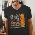 Cute Teacher Halloween For Women Men Teacher Pumpkin Men's V-Neck T-Shirt, funny gift Cute Teacher Halloween For Women Men Teacher Pumpkin Men's V-Neck T-Shirt, funny gift