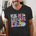 In My Daycare Era Groovy Teacher Daycare First Day Of School Men's V-Neck T-Shirt, Groovy Teacher Shirts, funny gift