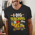 I Dig Teaching Dump Truck Construction Back School Teacher Men's V-Neck T-Shirt, funny gift I Dig Teaching Dump Truck Construction Back School Teacher Men's V-Neck T-Shirt, funny gift