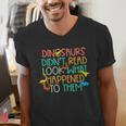 Dinosaurs Didnt Read Book Lover Boys Kids Teacher Men's V-Neck T-Shirt, funny gift Dinosaurs Didnt Read Book Lover Boys Kids Teacher Men's V-Neck T-Shirt, funny gift