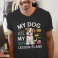 My Dog Ate My Lesson Plan Teacher Back To School Men's V-Neck T-Shirt, funny gift