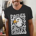 Eagles School Sports Fan Team Spirit Teacher Parent Student Men's V-Neck T-Shirt, funny gift