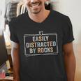 Easily Distracted By Rocks Geology Teacher Men's V-Neck T-Shirt, funny gift Easily Distracted By Rocks Geology Teacher Men's V-Neck T-Shirt, funny gift