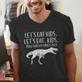 Lets Eat Kids Punctuation Saves Lives Dino Teacher Men Men's V-Neck T-Shirt, funny gift