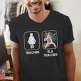 ELA Teacher Dabbing Unicorn Teacher Women Men's V-Neck T-Shirt, funny gift ELA Teacher Dabbing Unicorn Teacher Women Men's V-Neck T-Shirt, funny gift