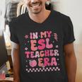 In My Esl Teacher Era Back To School ESL Teacher Groovy Men's V-Neck T-Shirt, Esl Teacher Shirts, Groovy Teacher Shirts, funny gift In My Esl Teacher Era Back To School ESL Teacher Groovy Men's V-Neck T-Shirt, Esl Teacher Shirts, Groovy Teacher Shirts, funny gift