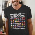 ESL Teacher All Are Welcome Here For Worlds Virtual Teachers Men's V-Neck T-Shirt, Esl Teacher Shirts, funny gift