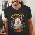 Espooky Vibes Spanish Mexican Halloween Ghost Teachers Men's V-Neck T-Shirt, funny gift Espooky Vibes Spanish Mexican Halloween Ghost Teachers Men's V-Neck T-Shirt, funny gift