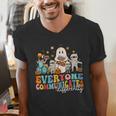 Everyone Communicates Differently Halloween SLP Sped Teacher Men's V-Neck T-Shirt, funny gift Everyone Communicates Differently Halloween SLP Sped Teacher Men's V-Neck T-Shirt, funny gift