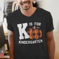 Fall Kindergarten Teacher K Is For Buffalo Plaid Pumpkin Men's V-Neck T-Shirt, funny gift Fall Kindergarten Teacher K Is For Buffalo Plaid Pumpkin Men's V-Neck T-Shirt, funny gift