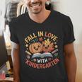 Fall In Love With Kindergarten Autumn Kindergarten Teacher Men's V-Neck T-Shirt, funny gift Fall In Love With Kindergarten Autumn Kindergarten Teacher Men's V-Neck T-Shirt, funny gift