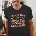 Fall In Love With Learning Autumn Teacher Thanksgiving Men's V-Neck T-Shirt, funny gift Fall In Love With Learning Autumn Teacher Thanksgiving Men's V-Neck T-Shirt, funny gift