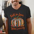 Fall In Love With Learning Book Lover Autumn Pumpkin Teacher Men's V-Neck T-Shirt, funny gift Fall In Love With Learning Book Lover Autumn Pumpkin Teacher Men's V-Neck T-Shirt, funny gift
