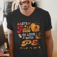 Lets Fall In Love With PE Teacher Thanksgiving Men's V-Neck T-Shirt, Pe Teacher Shirts, funny gift Lets Fall In Love With PE Teacher Thanksgiving Men's V-Neck T-Shirt, Pe Teacher Shirts, funny gift