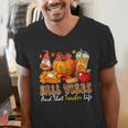 Fall Vibes Costume Teacher Thanksgiving Leopard Gnome Men's V-Neck T-Shirt, funny gift Fall Vibes Costume Teacher Thanksgiving Leopard Gnome Men's V-Neck T-Shirt, funny gift
