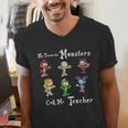 My Favorite Monsters Call Me Teacher Thank Mummy Vampire Bat Men's V-Neck T-Shirt, funny gift My Favorite Monsters Call Me Teacher Thank Mummy Vampire Bat Men's V-Neck T-Shirt, funny gift