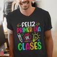 Feliz Primer Dia De Clases Kids Girl Teacher Spanish School Men's V-Neck T-Shirt, funny gift Feliz Primer Dia De Clases Kids Girl Teacher Spanish School Men's V-Neck T-Shirt, funny gift