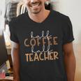 First Day Back To School Half Coffee Half Teacher Women Men's V-Neck T-Shirt, funny gift