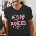 First Day Of School Teacher Girl Coquette Hello Kindergarten Men's V-Neck T-Shirt, funny gift First Day Of School Teacher Girl Coquette Hello Kindergarten Men's V-Neck T-Shirt, funny gift
