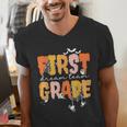 First Grade Dream Retro Team Fall Halloween Spooky Teachers Men's V-Neck T-Shirt, First Grade Teacher Shirts, funny gift First Grade Dream Retro Team Fall Halloween Spooky Teachers Men's V-Neck T-Shirt, First Grade Teacher Shirts, funny gift