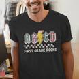 First Grade Rocks Teachers Back To School ABCD Rock Students Men's V-Neck T-Shirt, First Grade Teacher Shirts, funny gift First Grade Rocks Teachers Back To School ABCD Rock Students Men's V-Neck T-Shirt, First Grade Teacher Shirts, funny gift