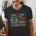 First Teach Then Thanksgiving I'm Earning A Break Teacher Men's V-Neck T-Shirt, funny gift
