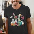 Floral Beakers Chemistry Lab Teacher Men's V-Neck T-Shirt, funny gift Floral Beakers Chemistry Lab Teacher Men's V-Neck T-Shirt, funny gift