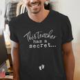 Fun Pregnant Teacher Announcement Idea- Footprints On Tummy Men's V-Neck T-Shirt, funny gift Fun Pregnant Teacher Announcement Idea- Footprints On Tummy Men's V-Neck T-Shirt, funny gift