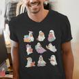 Ghost Book Reading Halloween Books Lover Teacher Kids Men's V-Neck T-Shirt, funny gift