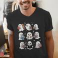 Ghosts With Books Library Halloween Men Women Kids Teacher Men's V-Neck T-Shirt, funny gift