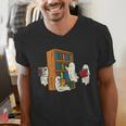 Ghosts Reading Books Teacher Halloween Librarian Boooks Men's V-Neck T-Shirt, funny gift