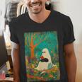 Groovy Ghost Reading Book Cat Halloween Ghost Teacher Men's V-Neck T-Shirt, Groovy Teacher Shirts, funny gift Groovy Ghost Reading Book Cat Halloween Ghost Teacher Men's V-Neck T-Shirt, Groovy Teacher Shirts, funny gift