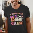 Groovy Kindergarten Boo Crew Kinder Halloween Teacher Kids Men's V-Neck T-Shirt, Groovy Teacher Shirts, funny gift