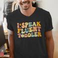 Groovy I Speak Fluent Toddler Daycare Provider Teacher Men's V-Neck T-Shirt, Groovy Teacher Shirts, funny gift