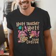 Half Teacher Half Iced Coffee Back To School Men's V-Neck T-Shirt, funny gift