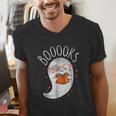 Halloween Cute Ghost Book Reading Teacher Men's V-Neck T-Shirt, funny gift Halloween Cute Ghost Book Reading Teacher Men's V-Neck T-Shirt, funny gift