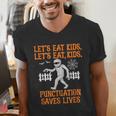 Halloween Lets Eat Kids Punctuation Teacher Men's V-Neck T-Shirt, funny gift Halloween Lets Eat Kids Punctuation Teacher Men's V-Neck T-Shirt, funny gift