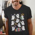 Halloween Math Teacher Ghost Math Teacher Spooky Halloween Men's V-Neck T-Shirt, funny gift