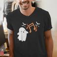 Halloween Music Note Ghost Teacher Fall Musical Instrument Men's V-Neck T-Shirt, funny gift Halloween Music Note Ghost Teacher Fall Musical Instrument Men's V-Neck T-Shirt, funny gift