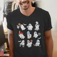 Halloween PE Teacher Ghost Playing Soccer Football Baseball Men's V-Neck T-Shirt, Pe Teacher Shirts, funny gift Halloween PE Teacher Ghost Playing Soccer Football Baseball Men's V-Neck T-Shirt, Pe Teacher Shirts, funny gift