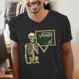 Halloween Skeleton 67 Meme Square Root 4489 Math Teacher Men's V-Neck T-Shirt, funny gift