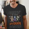 Halloween Teacher Creepin It Real With My 4th Grade Monsters Men's V-Neck T-Shirt, 4th Grade Teacher Shirts, funny gift Halloween Teacher Creepin It Real With My 4th Grade Monsters Men's V-Neck T-Shirt, 4th Grade Teacher Shirts, funny gift