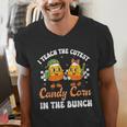 Halloween Teacher Cutest Candy Corn Groovy Spooky Teachers Men's V-Neck T-Shirt, Groovy Teacher Shirts, funny gift Halloween Teacher Cutest Candy Corn Groovy Spooky Teachers Men's V-Neck T-Shirt, Groovy Teacher Shirts, funny gift