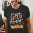 Halloween Teacher I Teach The Cutest Pumpkins In The Patch Men's V-Neck T-Shirt, funny gift